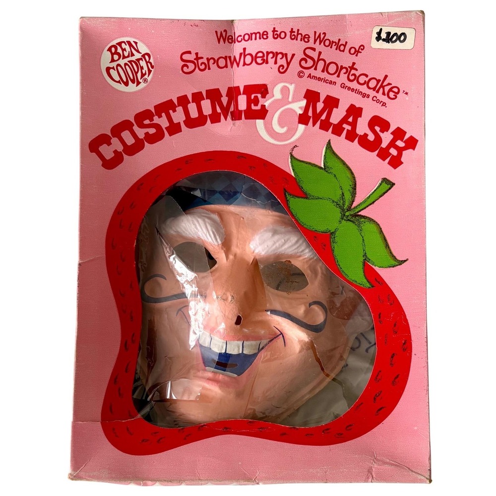 Vintage 1981 Ben Cooper Strawberry Shortcake Purple Pieman Costume Mask Box 252